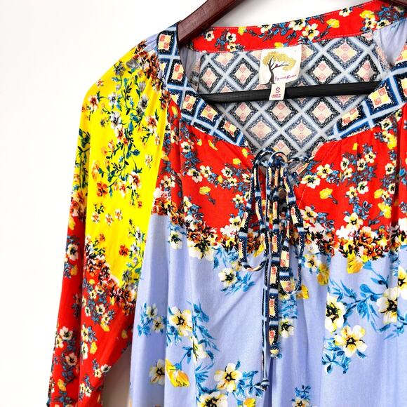 Fig & and Flower SMALL Boho Bohemian Blouse Shirt Top Summer Cozy - Picture 2 of 8